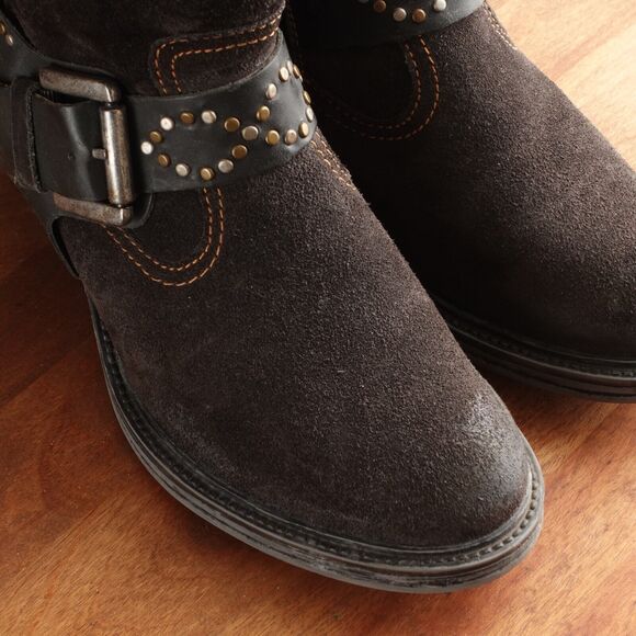 Josef Seibel Ankle Boots WMS SZ EU 37 US 6-6.5 Brown Suede Studded Western Zip - Picture 4 of 15